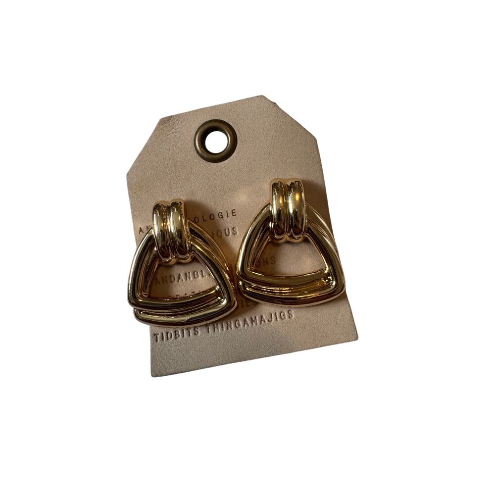 NWT Anthropologie gold chunky large triangle post earrings